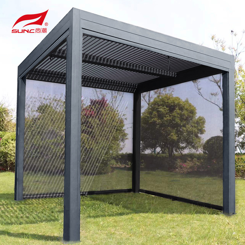 SUNC Outdoor Modern Electric Pergola Roof Patio Waterproof Bioclimatic Motorized 5m x 3m Aluminium Pergola Pavilion