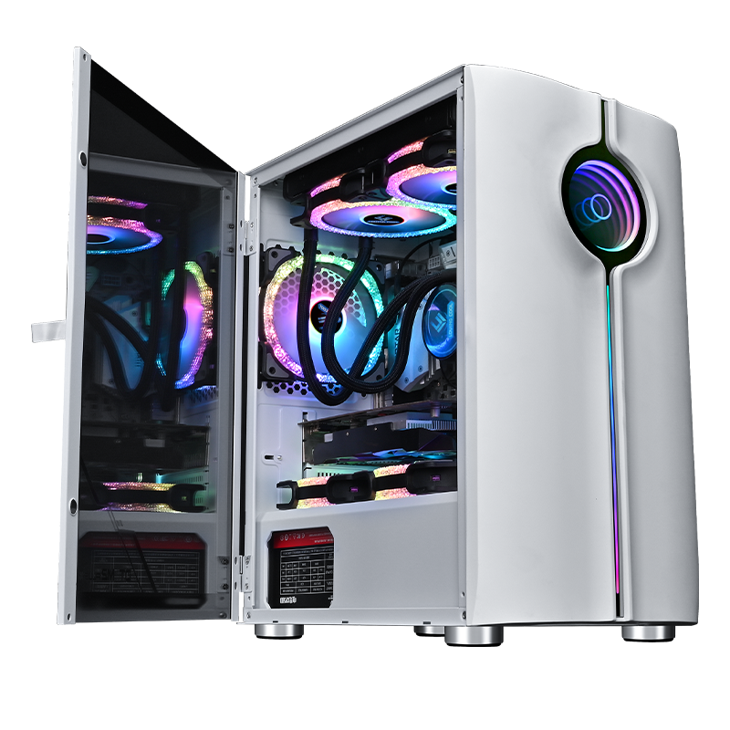 New Designed Custom PC Gaming ATX Case GPU CPU Server Tempered Glass RGB Fan LED Computer Case Towers Hot sale products