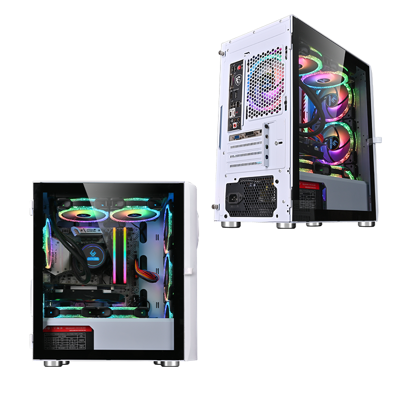 New Designed Custom PC Gaming ATX Case GPU CPU Server Tempered Glass RGB Fan LED Computer Case Towers Hot sale products