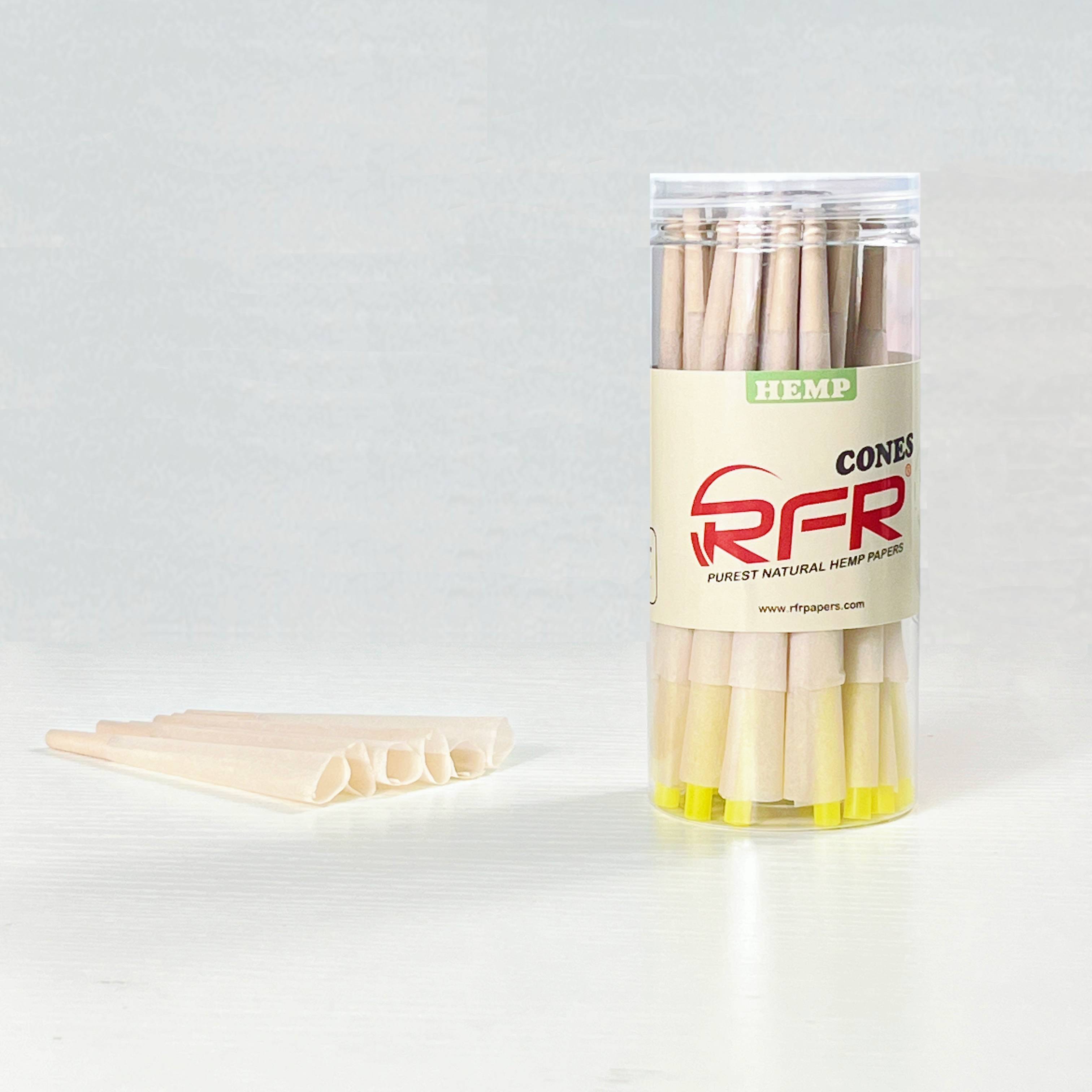 RFR King Size Slim Organic Eco Friendly Hemp Paper Cone Custom Smoking Paper Roll Pre Rolled Cones