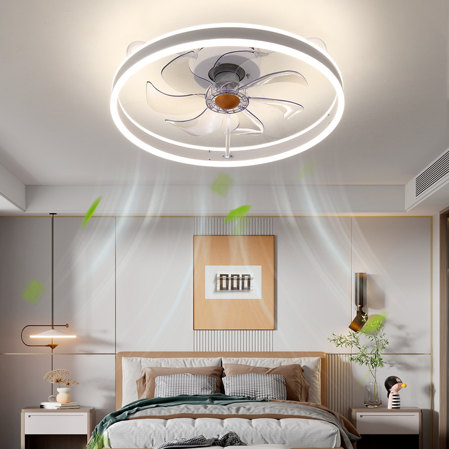 Low Profile Ceiling Fan with Light and Remote Control, Flush Mount Ceiling Fan Modern Style for Bedroom Kitchen and Living Room