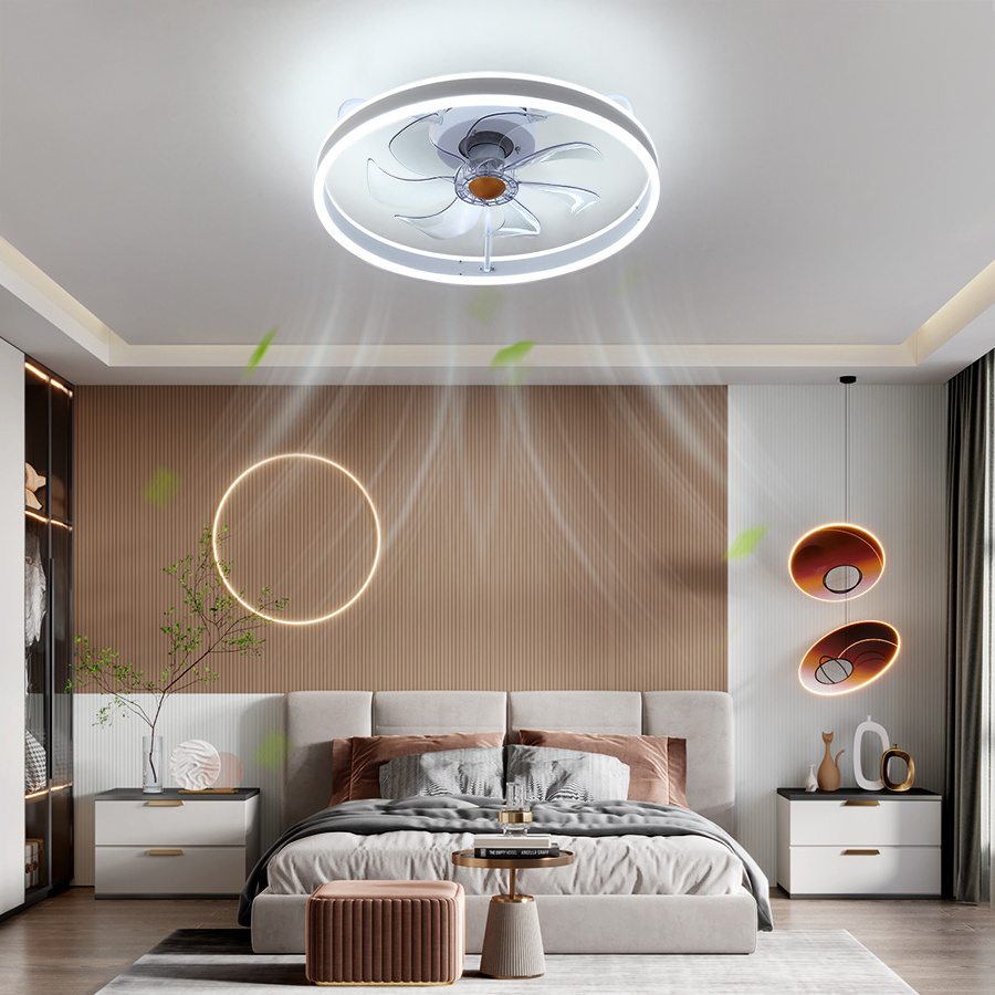 Low Profile Ceiling Fan with Light and Remote Control, Flush Mount Ceiling Fan Modern Style for Bedroom Kitchen and Living Room