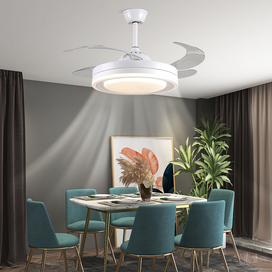 42'' Acrylic Invisible Fan Ceiling Light with LED Light Kit and Remote Control Fan Chandelier Home Fan Lamp