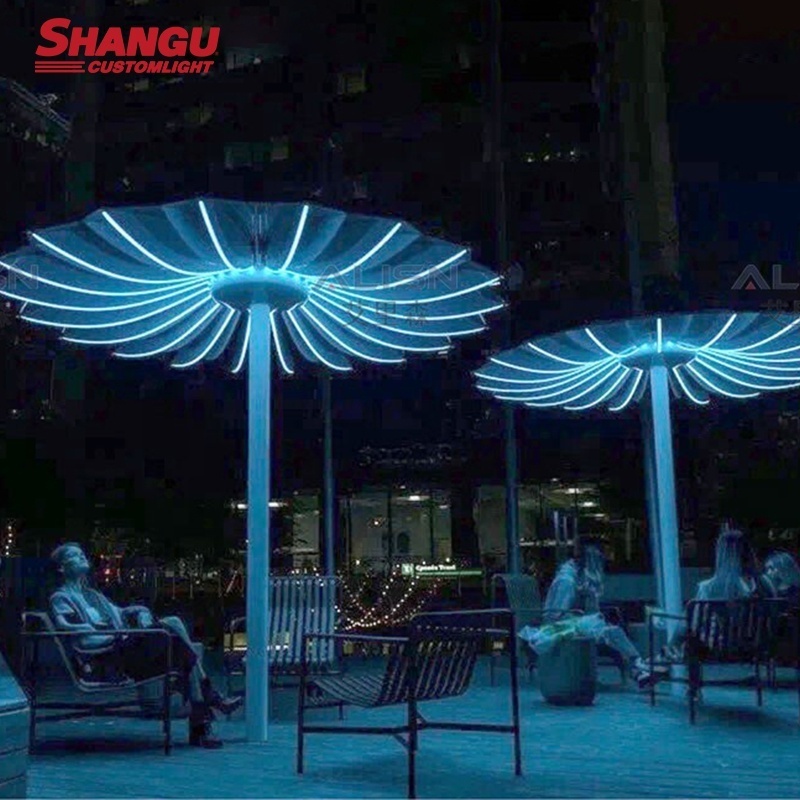 Custom Outdoor Garden Waterproof LED RGB Umbrella Shaped Color changeable Smart Landscape Light Decor Tree Motif Lights