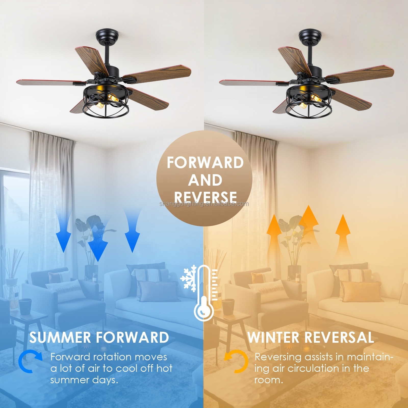 42 Inch Farmhouse Decor Modern Inverter Dimmable Smart Fan Light Black Dc LED Ceiling Fans With Light and Remote