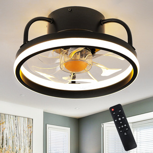 Small 13 Inch Round Low Profile Ceiling Fan with Light and Remote Control  Modern Flush Mount Ceiling Fan for Bedroom