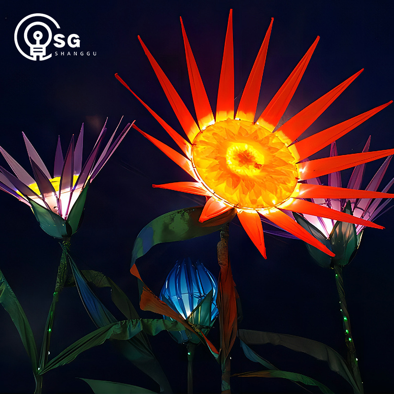 Outdoor Design Fabric Decorative Lights Bionic Sunflower LED Energy Saving Modern Flowers Landscape Light