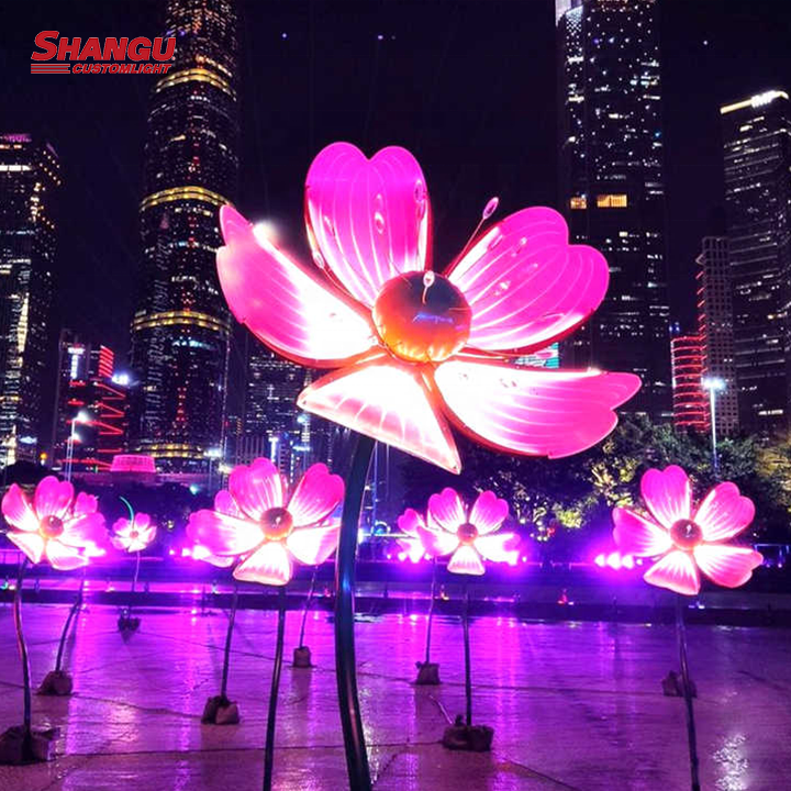 Outdoor Waterproof Artificial Plant Garden Lights, Holiday Flower Decoration Lights