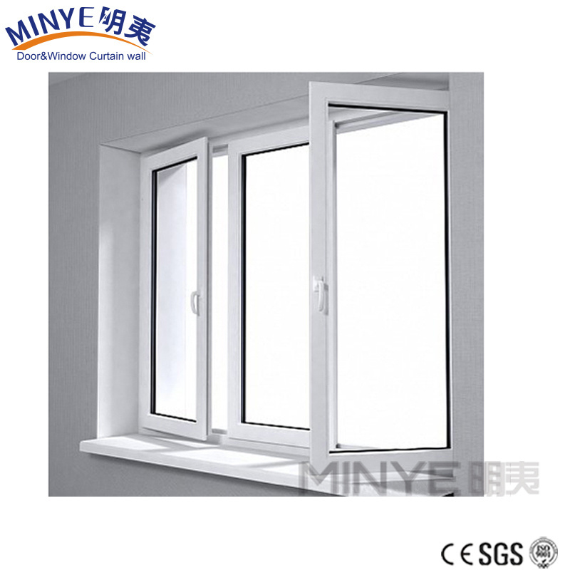 hot insulation and soundproof casement window and pvc upvc vinyl profile windows with double tempered glass