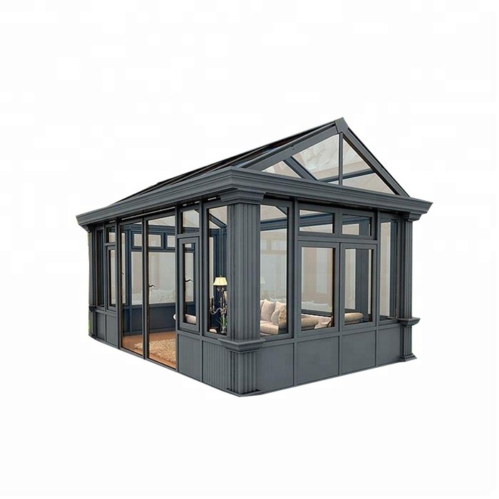 Prefabricated thermal break aluminum alloy insulated sunrooms with frames and glass panels