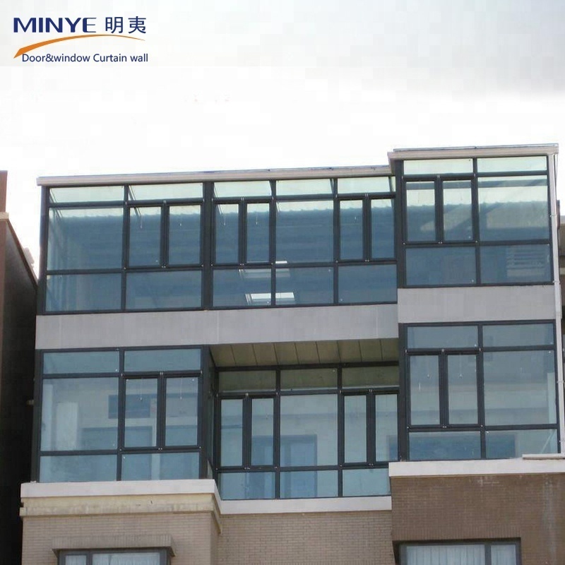 Prefabricated thermal break aluminum alloy insulated sunrooms with frames and glass panels