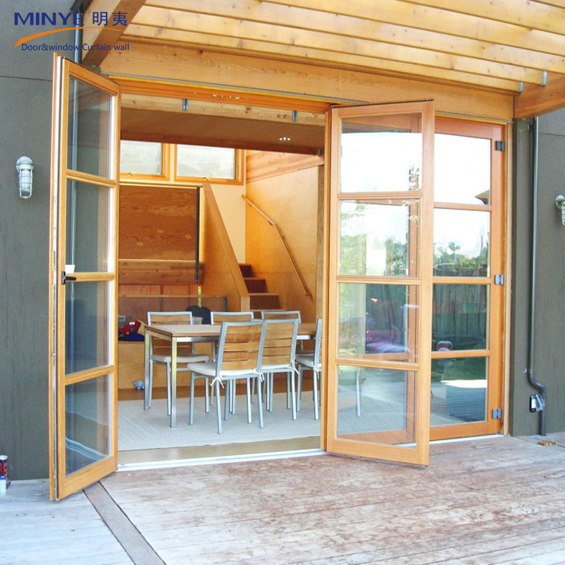 French design aluminum frame double tempered glass bi folding door