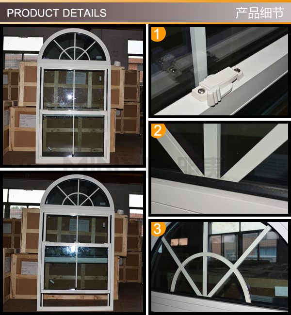 Aluminum frame glass window/windows with grill design/aluminum arch decoration window for villa