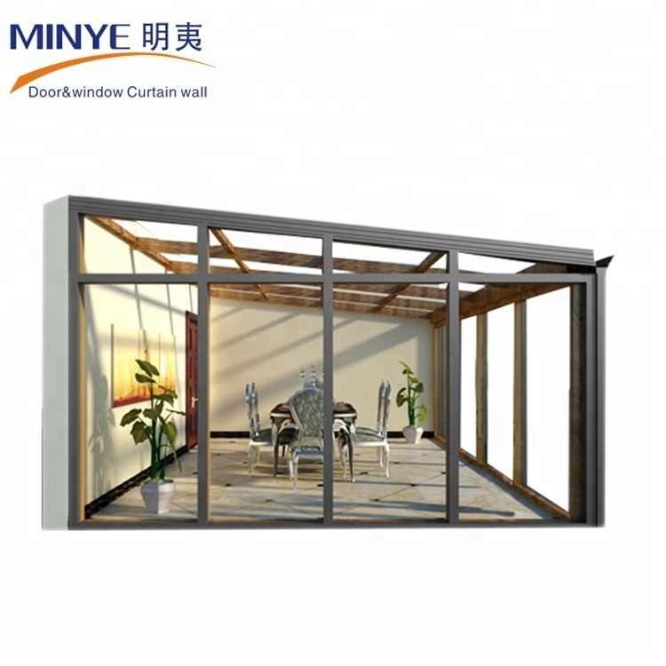 Prefabricated thermal break aluminum alloy insulated sunrooms with frames and glass panels