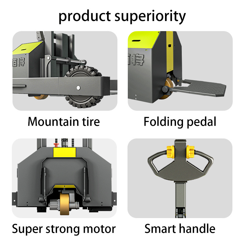 Off Road Stacker Pallet truck 1.5T All terrain Fully Automatic Lift Height 3M Stand on Electric Stacker for Outdoor