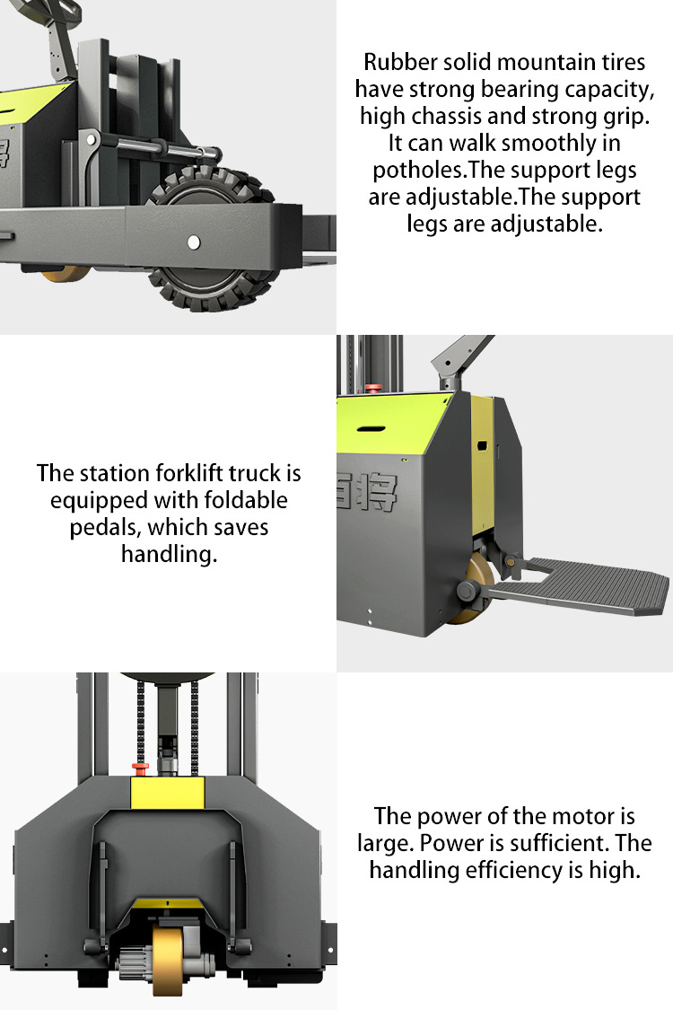 Off Road Stacker Pallet truck 1.5T All terrain Fully Automatic Lift Height 3M Stand on Electric Stacker for Outdoor