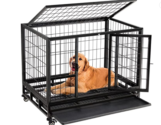 49inch Heavy Duty Indestructible Large Dog Crate with Removable Tray