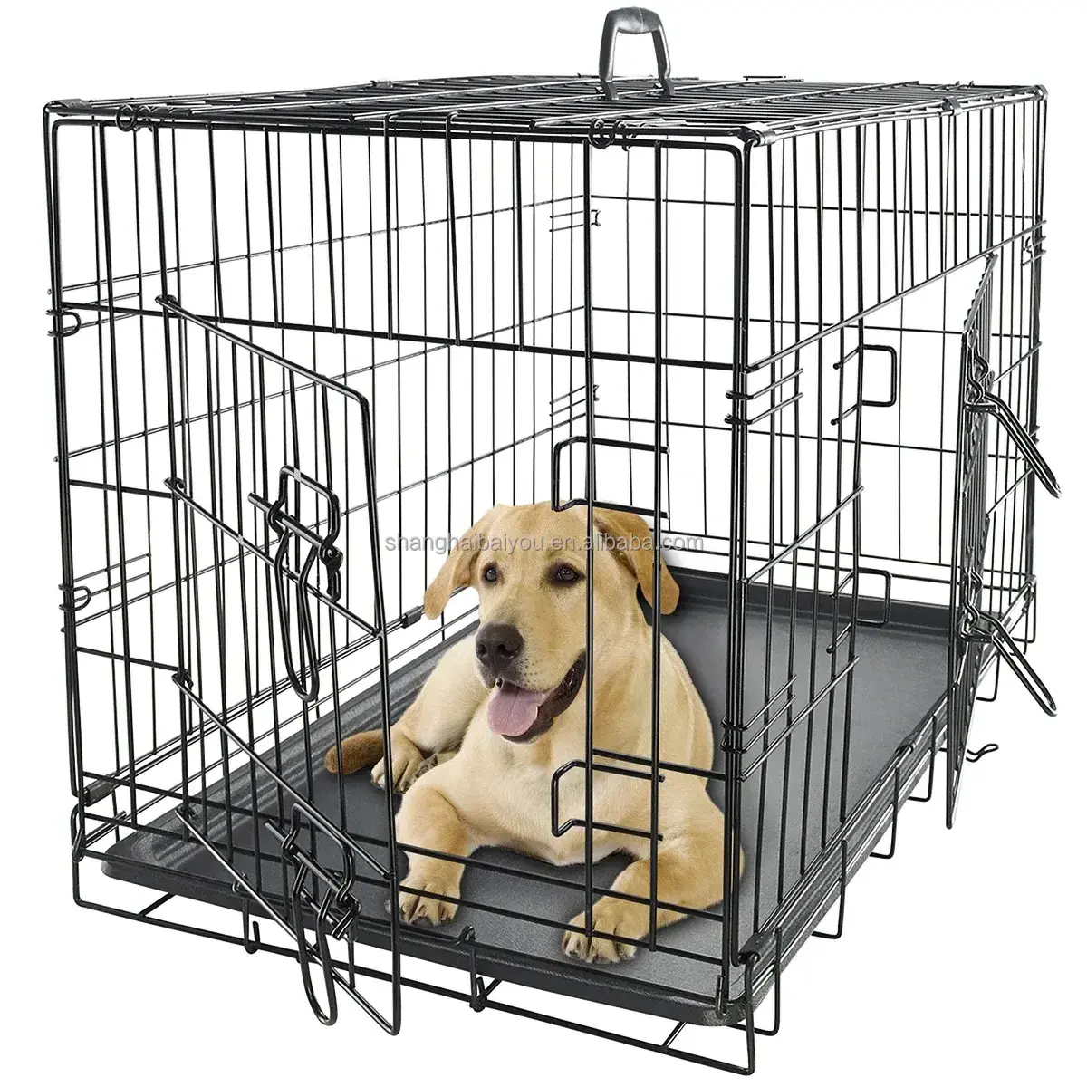 Indoor Outdoor Pet Crates for Large Dogs Folding Metal Wire Dog Gage Double Door 30 36 42inches Dog Kennels