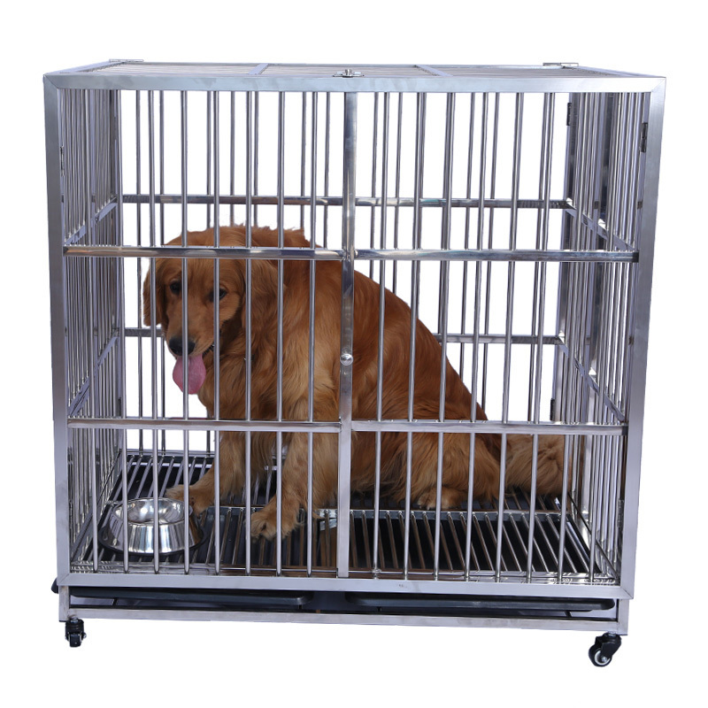 Heavy kennel high strength with wheels pet cage multiple sizes large black dog carrier outdoor dog cage