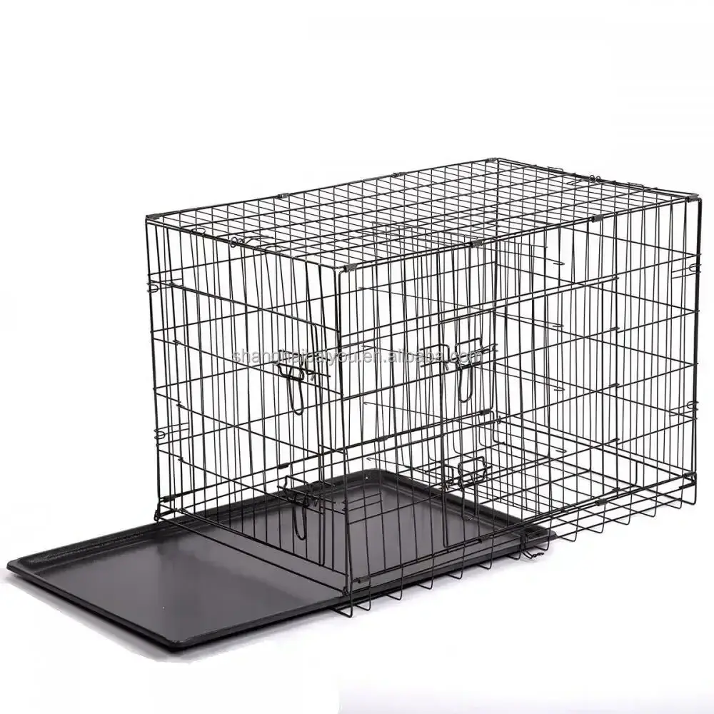 dog cage for large dogs folding mental wire kennels with double door divider panel removable tray