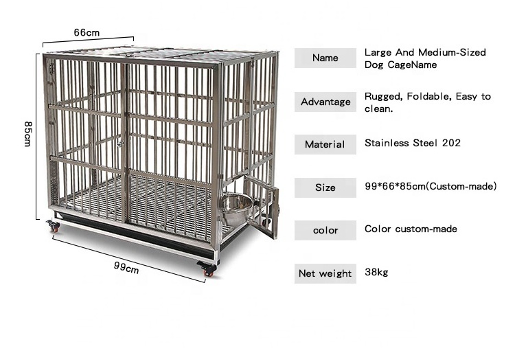 Heavy kennel high strength with wheels pet cage multiple sizes large black dog carrier outdoor dog cage