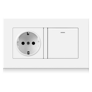 EU Standard German Type Power Socket with 1 LED Pushbutton Switch Wall Switches