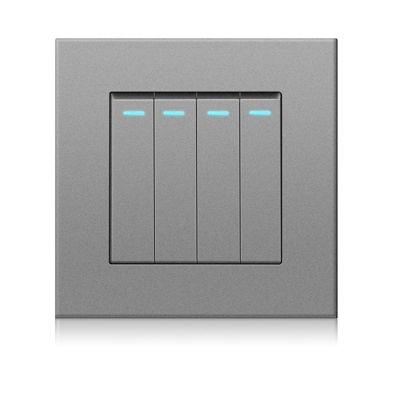 86 Series PC Panel 4 Gang 2 Way Wall Power Switch Fluorescence Indicator NFC Network Max. Current 16A Max. Voltage 250V