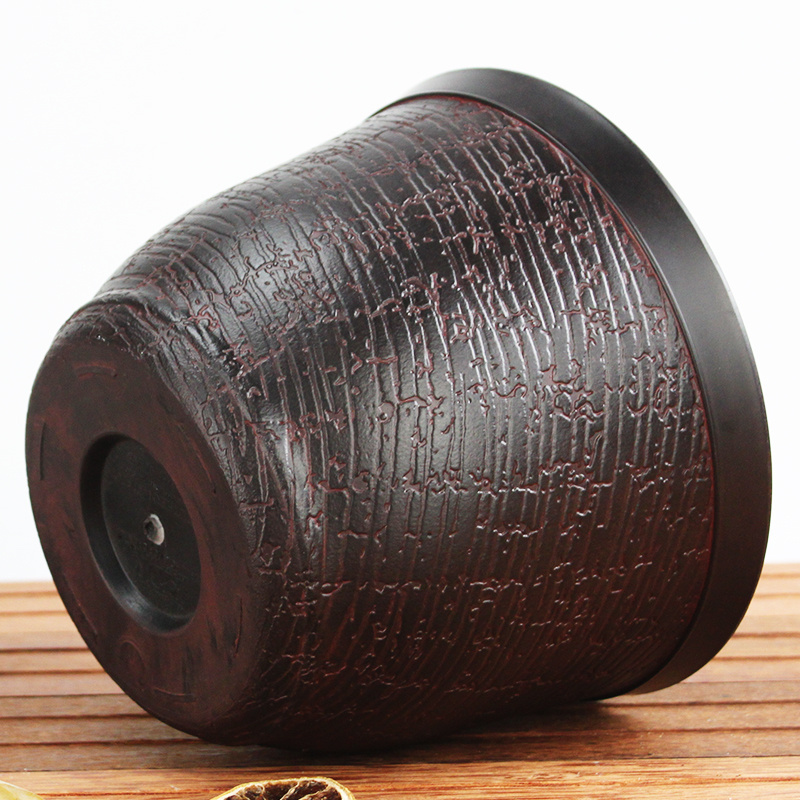 Imitated wood grain round resin flowerpot interior office flowerpot succulent old stump stump basin umbrella flower pot