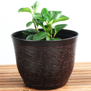 Imitated wood grain round resin flowerpot interior office flowerpot succulent old stump stump basin umbrella flower pot