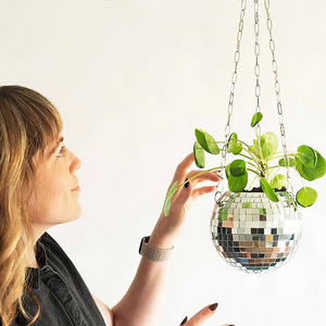 Home Hanging Disco Ball Planter 4"/6"/8"/10"/12" with Macron rope Macrame Plant Hanger for Indoor or Outdoor Plants flower pots