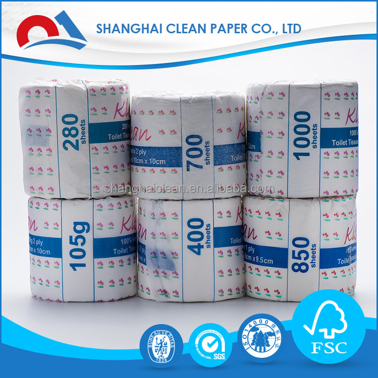 Mixed Pulp White Tissue Roll Natural Paper Napkin 2 Ply 300 Sheets Tissue Paper Custom Embossing Toilet Paper