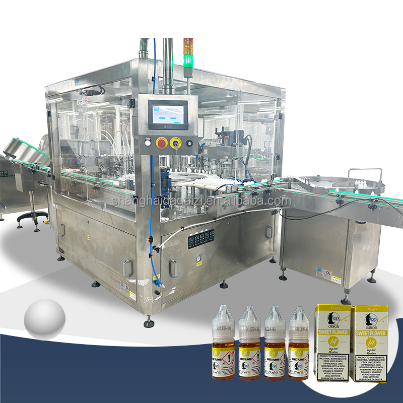 Automatic 30ml 60ml 100ml Bottle Filling Capping  Line for Dropper Oil Vial Plastic Chubby Gorilla Liquid