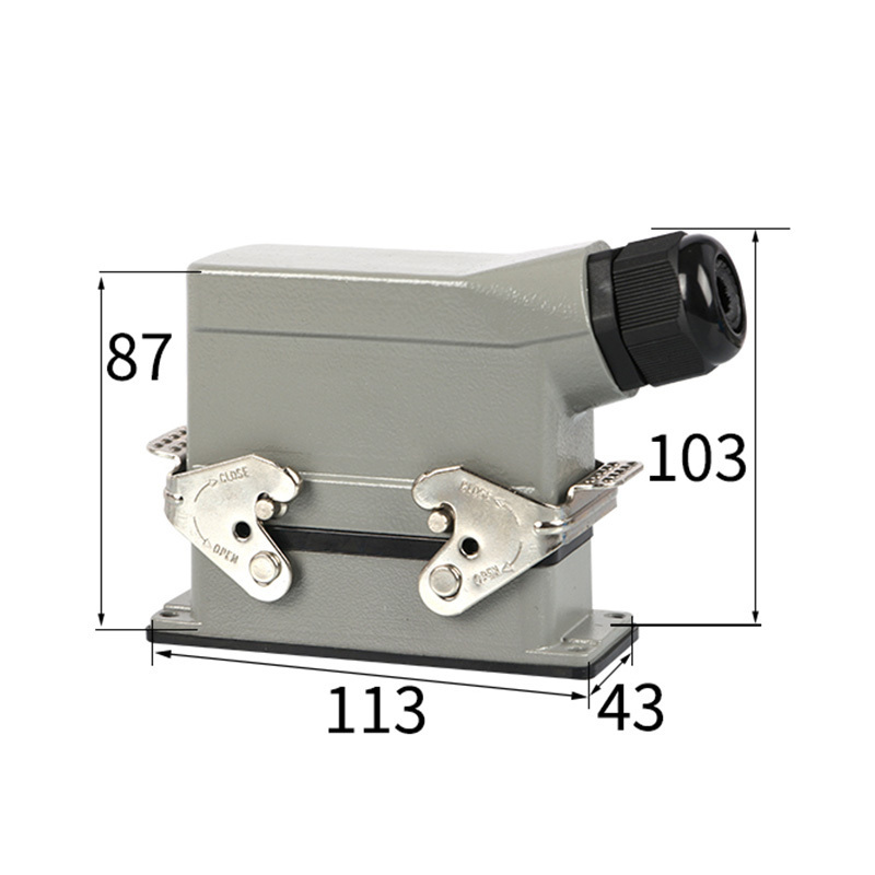 Rectangular Heavy-Duty Connector He-6 Aviation 10-Pin 16-Hole 20 Hot Runner 24 Industrial 32-Bit 48-Prong Plug Socket