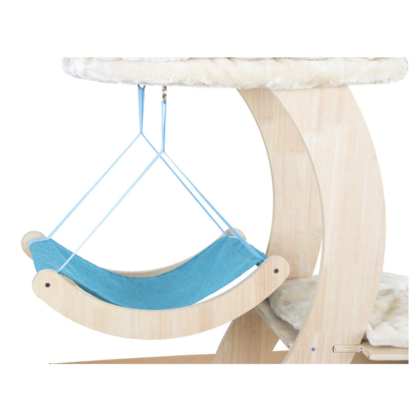 Halflypets Manufacture wooden Cat tree with cat scratching board and swing  ,high quality  cat scratching tree