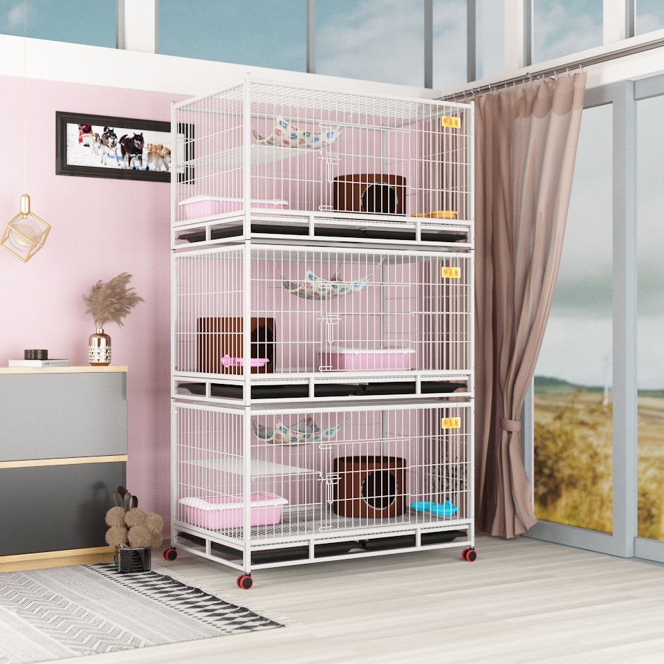 Multi Layer  Square Tube  Iron big cat  Pet Cafe Dog Cat Cage  3 layer 4 Layers steel dog cage outdoor cage