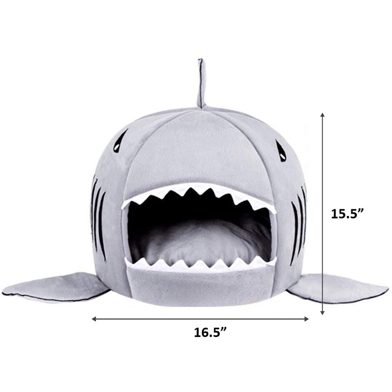 Shark Pet House Cave Bed for Small Medium Dog Cat Puppies with Removable Cushion and Waterproof Bottom