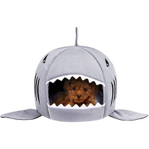 Shark Pet House Cave Bed for Small Medium Dog Cat Puppies with Removable Cushion and Waterproof Bottom