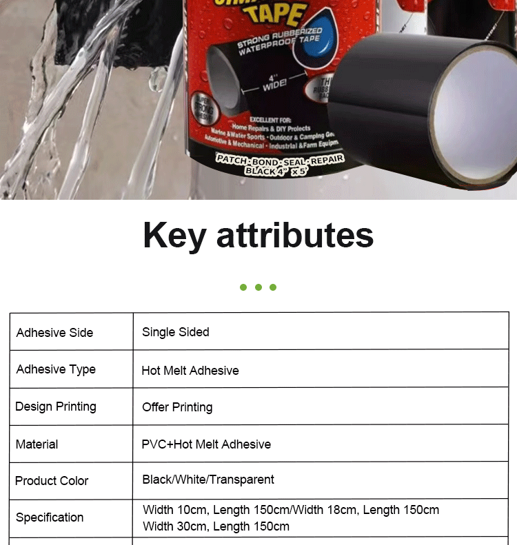 Waterproofing Tape for Leaking Pipes Super Water Proof Instant Rubber Fix Repair Tape Seam Sealing Tank