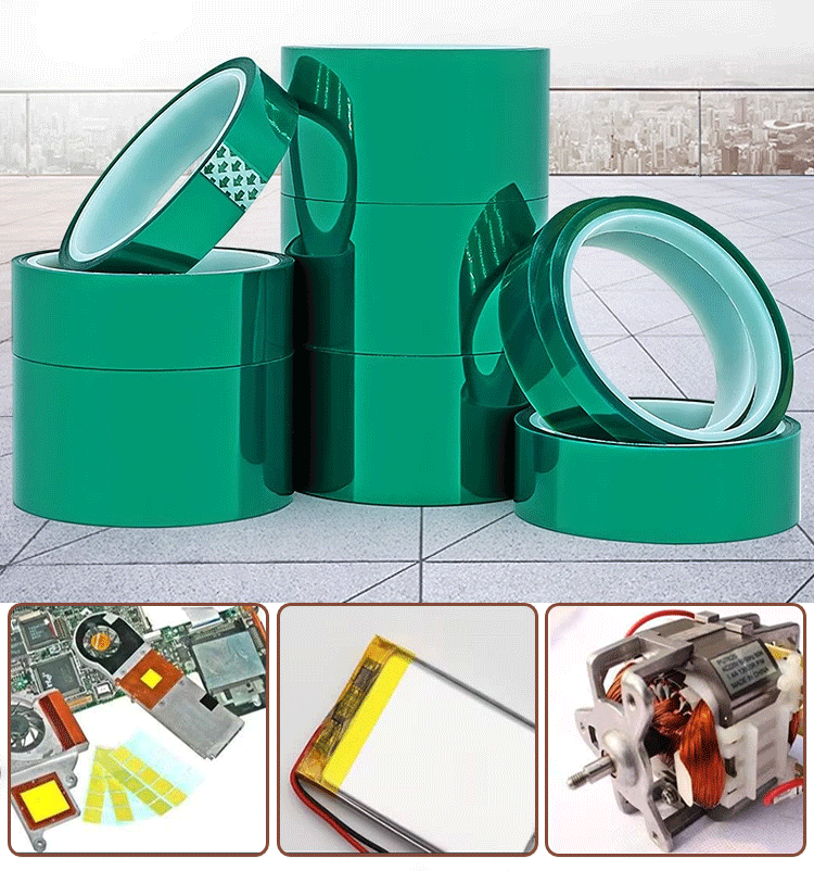 Pet green high temperature adhesive tape, silica gel spray baking varnish, shielding and insulating green glue