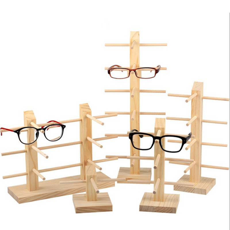 Custom Wooden Optical Sunglasses Wooden Display Rack 5 Eyeglass Storage Display Glasses Holder