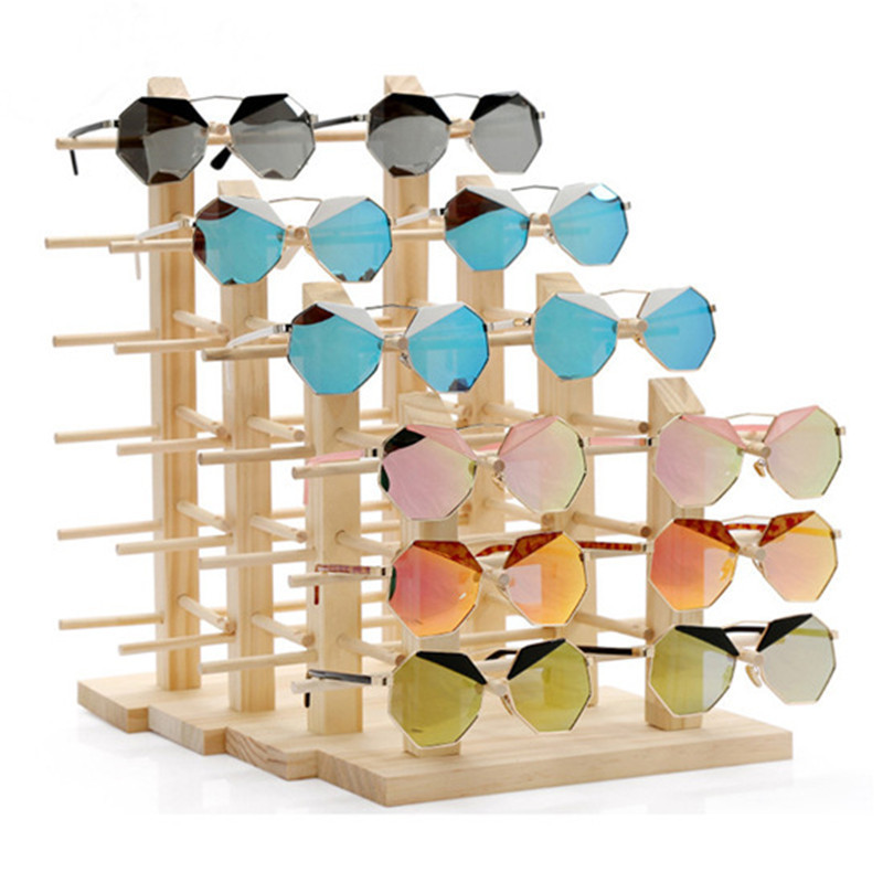 Custom Wooden Optical Sunglasses Wooden Display Rack 5 Eyeglass Storage Display Glasses Holder