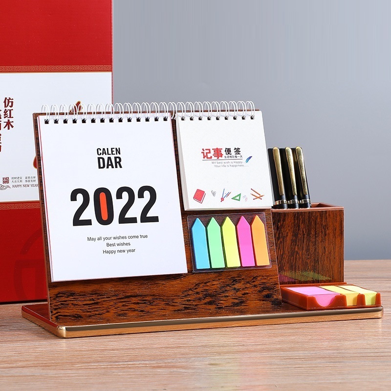 Factory Price Wholesale Customized Printed Color Monthly Calendar Wooden Desk Calendar With High Quality