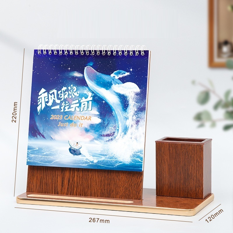 Factory Price Wholesale Customized Printed Color Monthly Calendar Wooden Desk Calendar With High Quality