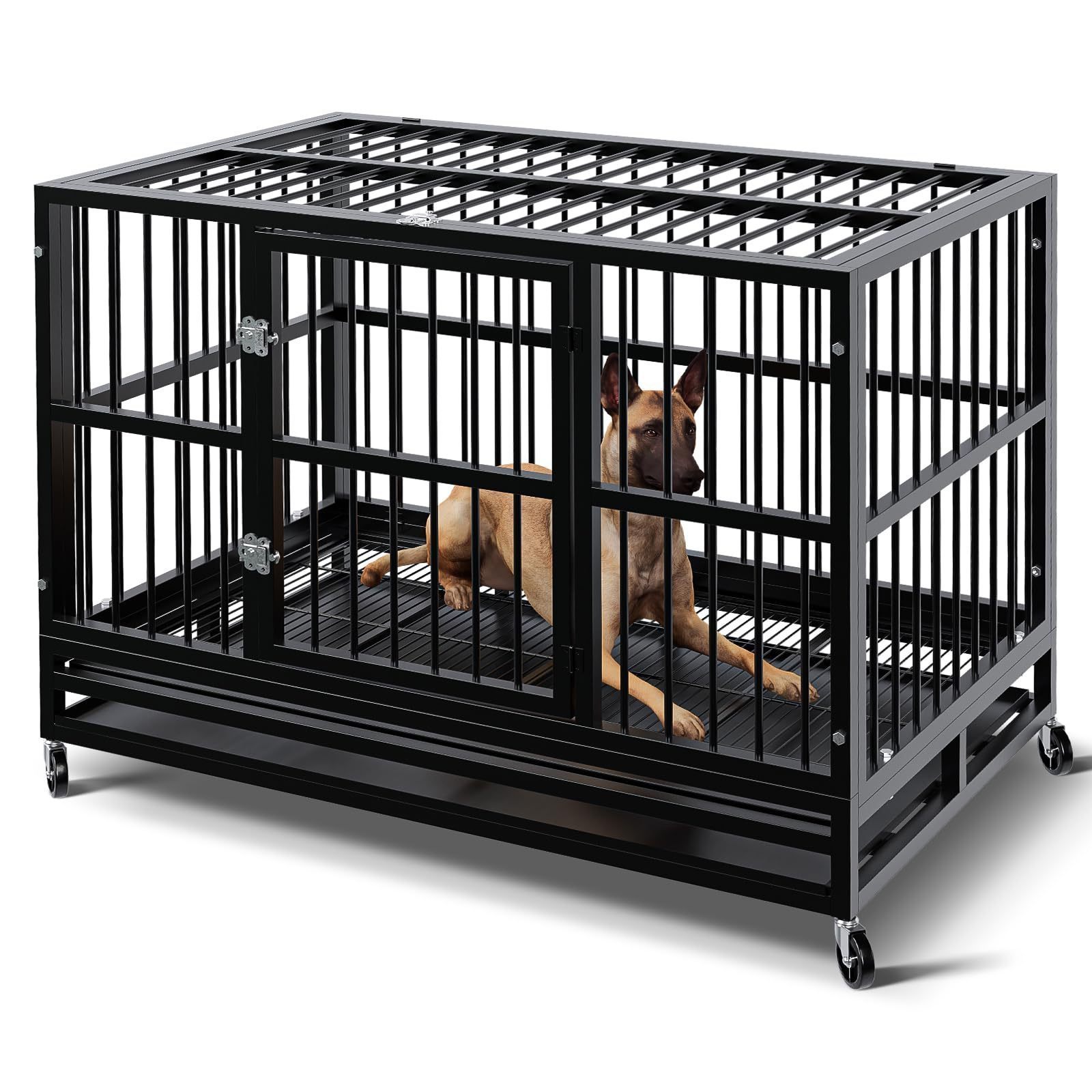 Hot Sale Black Durable Dog Cage House Anti-Chew Metal Dog Cage Metal Kennels For Medium Large Dogs