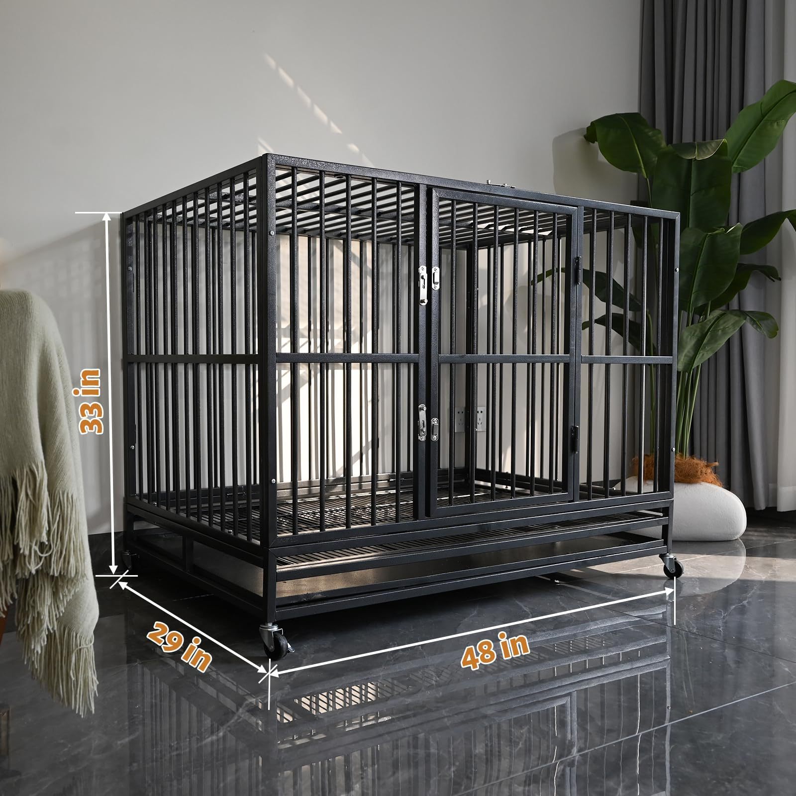 Hot Sale Black Durable Dog Cage House Anti-Chew Metal Dog Cage Metal Kennels For Medium Large Dogs