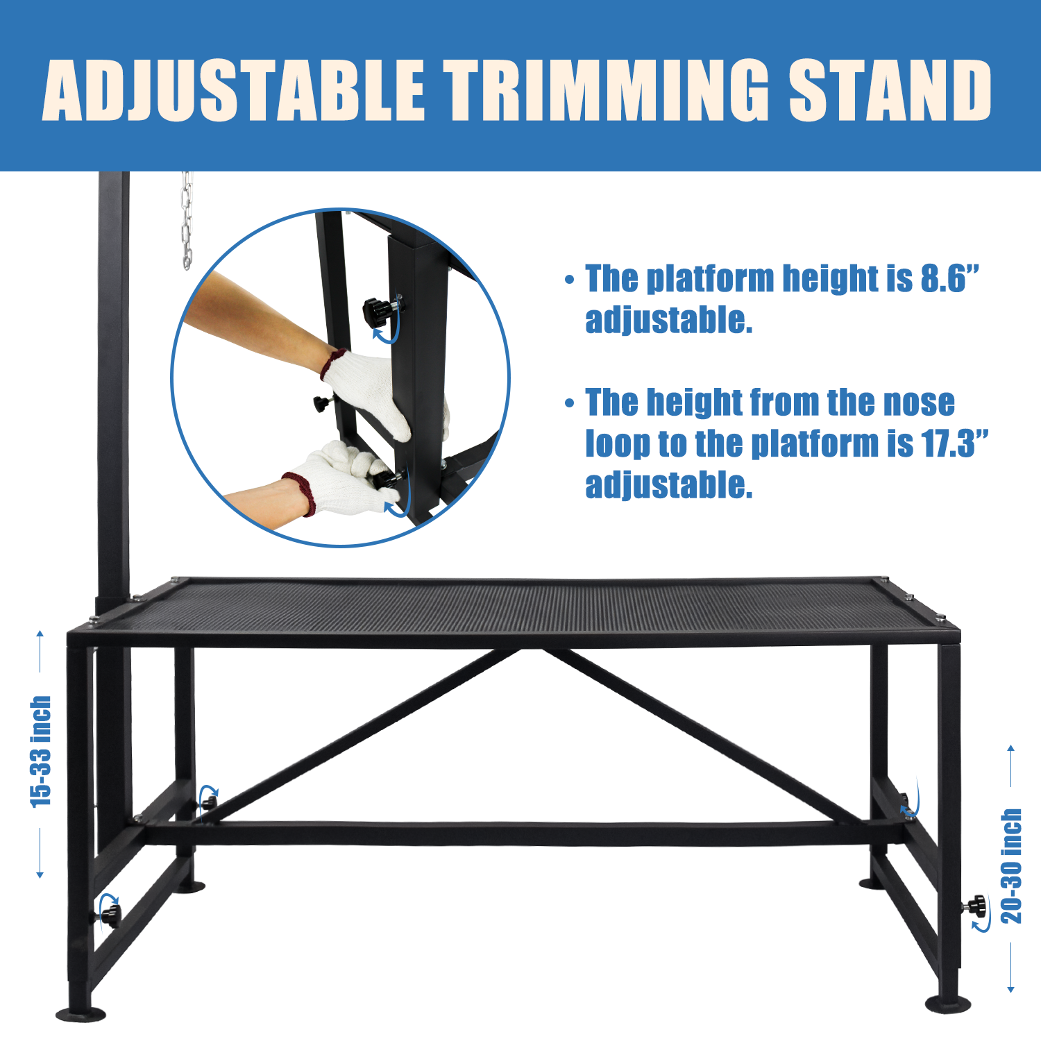 Adjustable and Durable Height Adjustable Black Goat Shearing Sheep Livestock Stand Livestock Trimming Stand