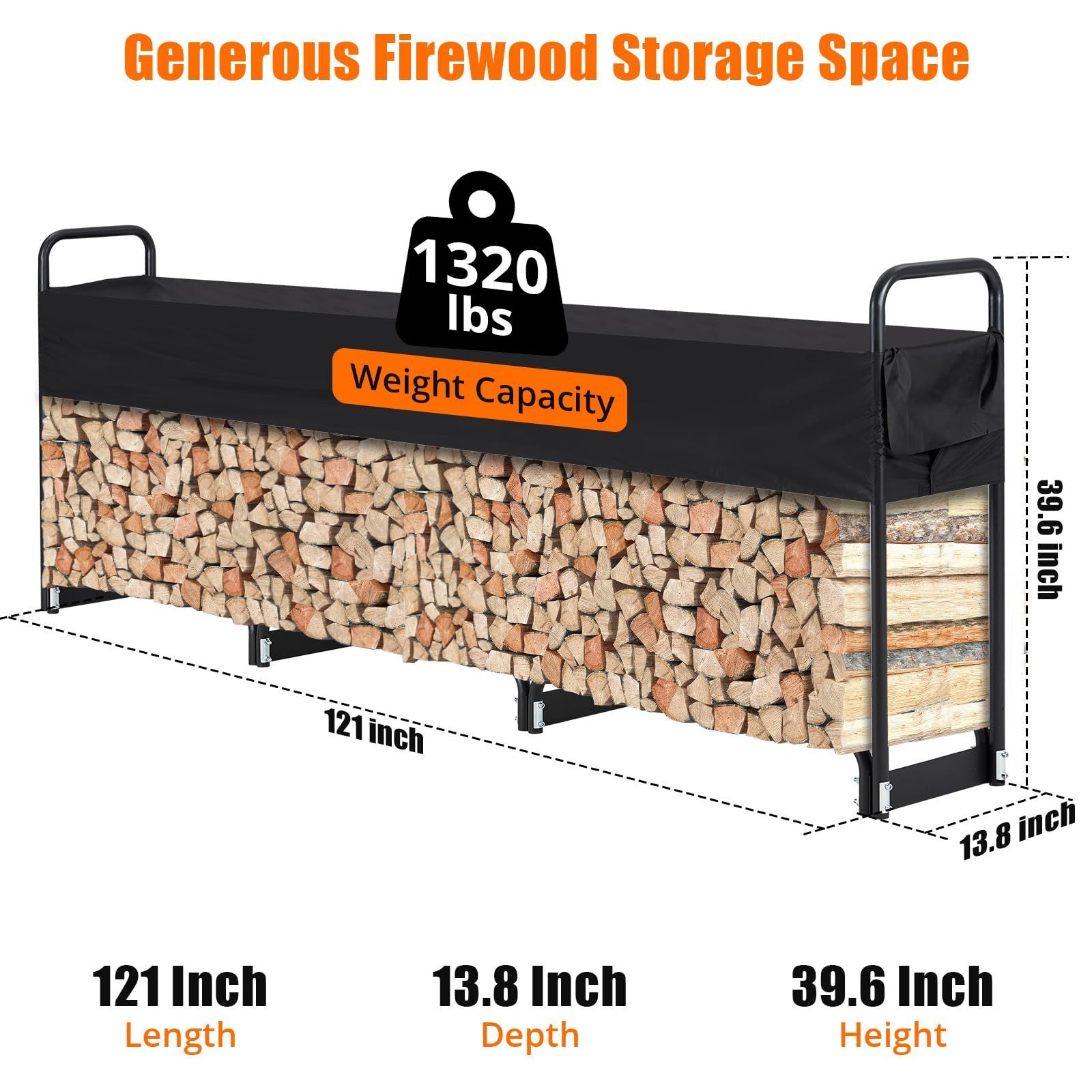 High Quality Durable Anti-Rust Design Indoor Outdoor Firewood Stacking Iron Steel Firewood Rack With Cover