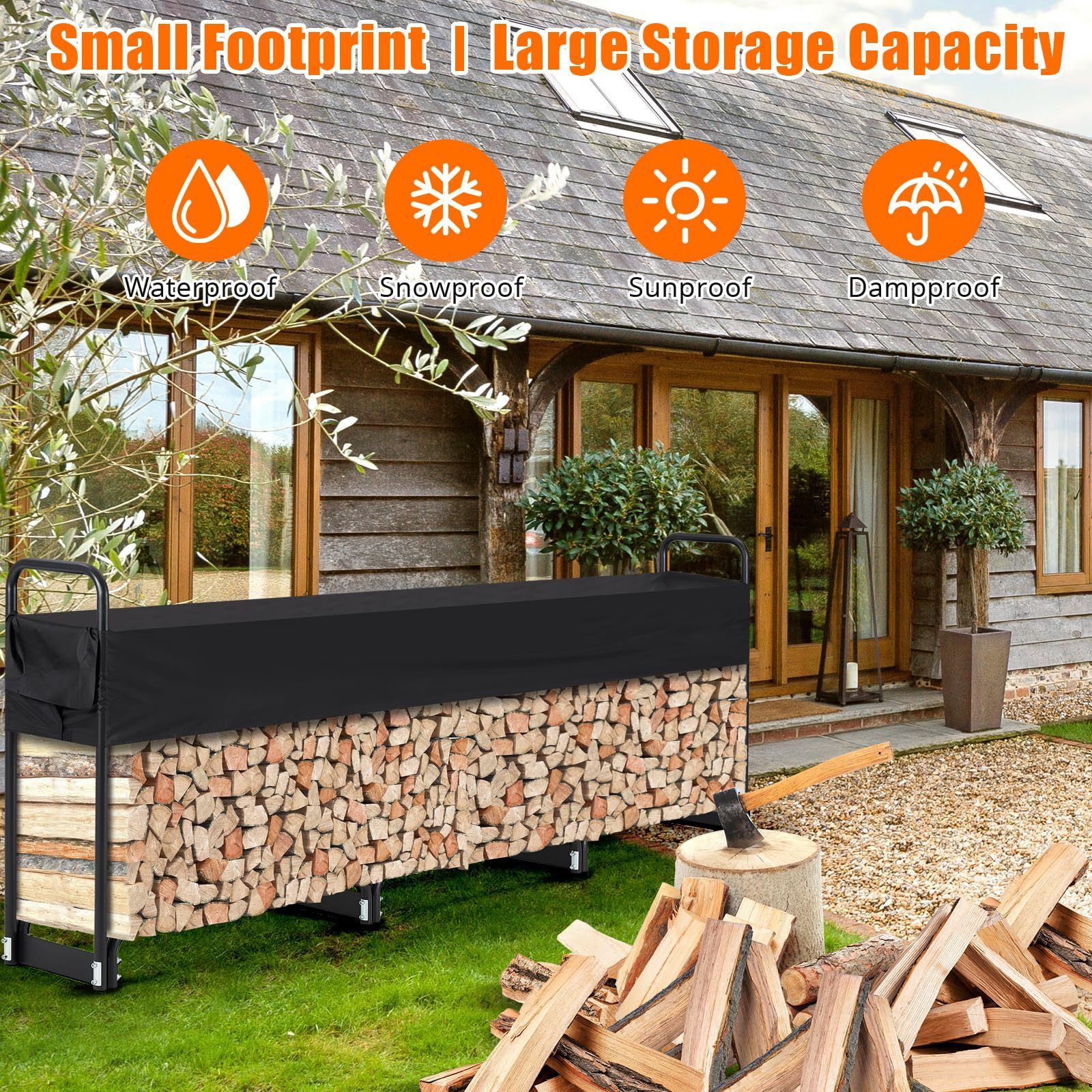 High Quality Durable Anti-Rust Design Indoor Outdoor Firewood Stacking Iron Steel Firewood Rack With Cover