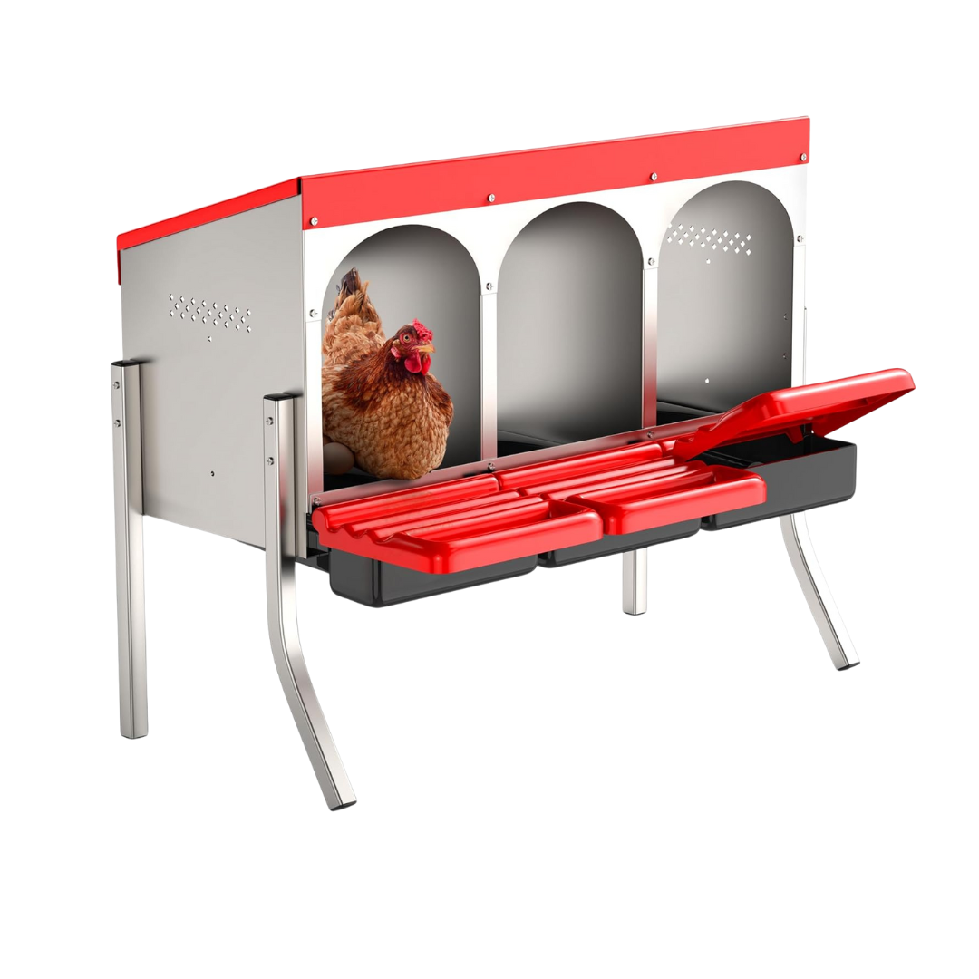 Chicken Nesting Box 3 Hole Metal Chicken Egg Laying Box With Heavy Duty Chicken Coop Nesting Box