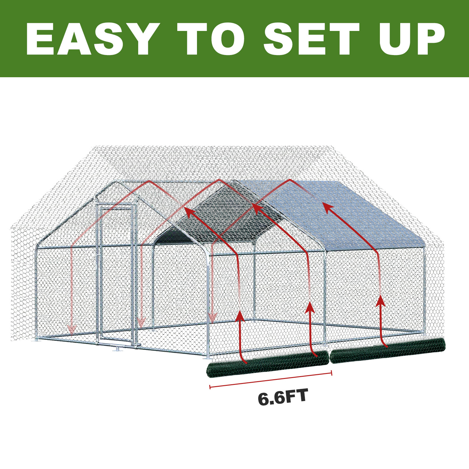 Cheaper Commercial Rabbit Hutch Bunny Cage 10 X 6.5 Carton Packing Provided Galvanized Steel Pipe 24 Rabbit Feeder 10 Days